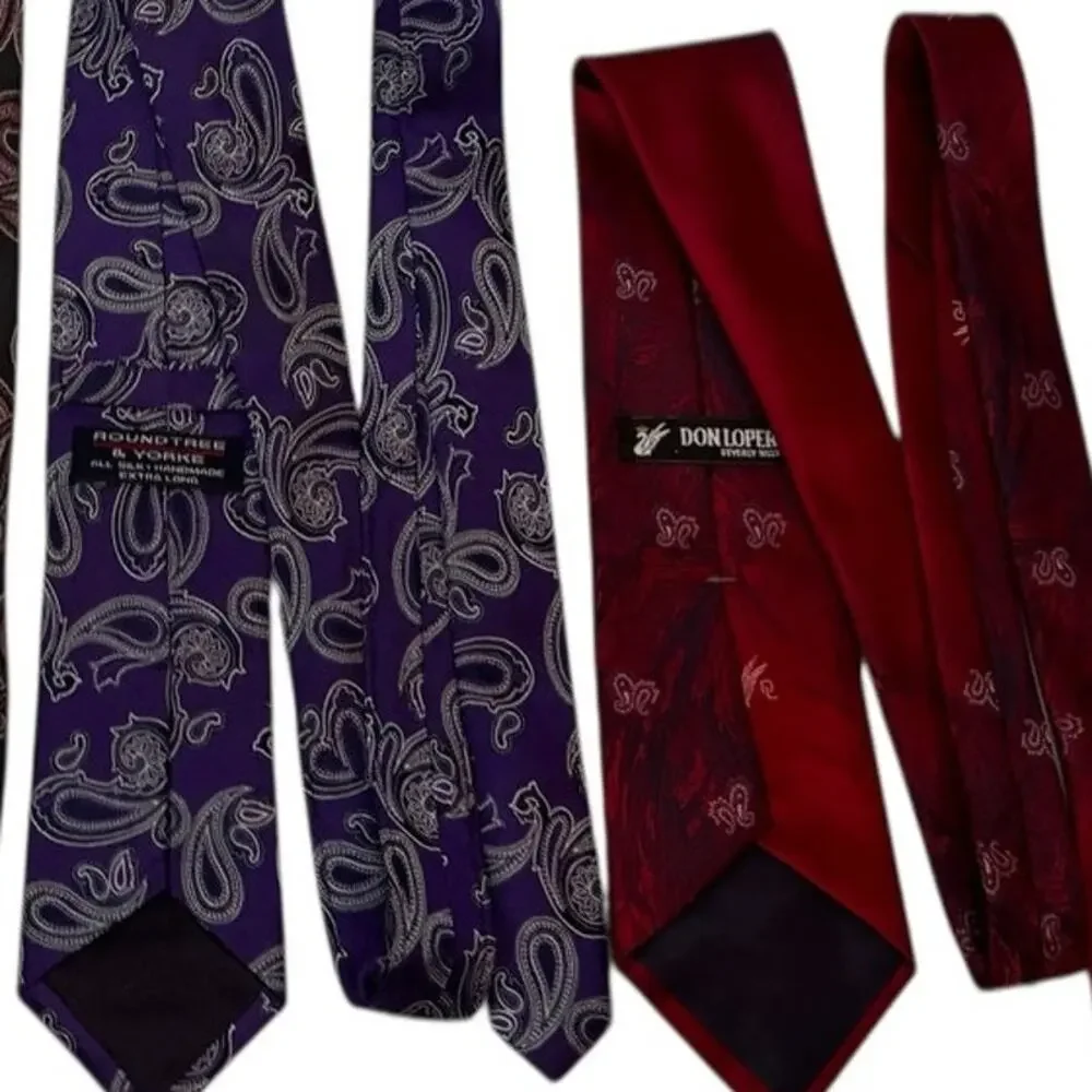 Lot of 4 Paisley Print Tie ROUNDTREE DON LOPER VAN HEUSEN